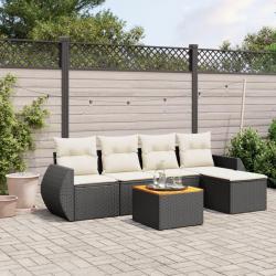 Salon de jardin 6 pcs avec coussins noir résine tressée alsavelo