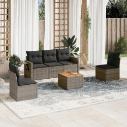 Salon de jardin 6 pcs avec coussins gris résine tressée alsavelo