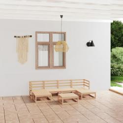 Salon de jardin 7 pcs Bois de pin massif alsavelo