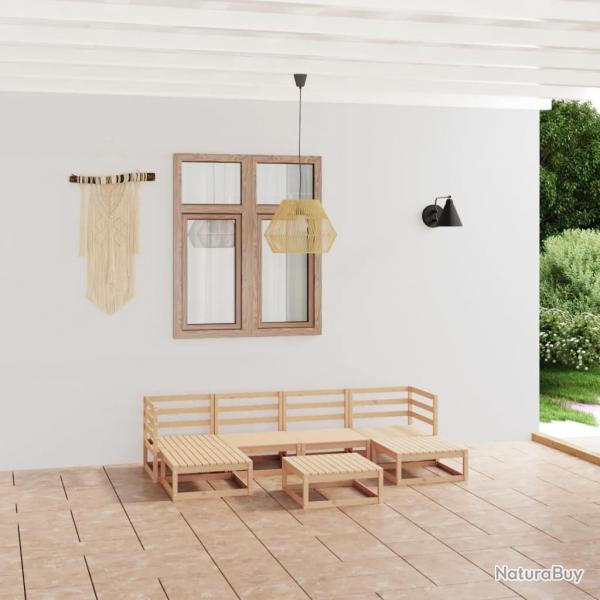 Salon de jardin 7 pcs Bois de pin massif alsavelo