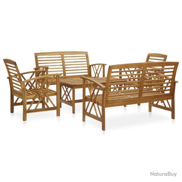 Salon de jardin 5 pcs Bois d'acacia solide alsavelo