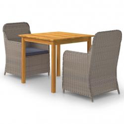 Ensemble à manger de jardin 3 pcs Marron alsavelo