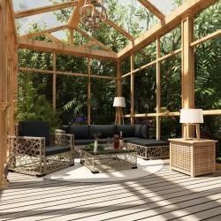 Salon de jardin 6 pcs avec coussins résine tressée gris alsavelo