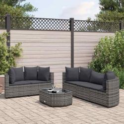 Salon de jardin 6 pcs avec coussins gris résine tressée alsavelo