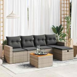 Salon de jardin 6 pcs avec coussins gris résine tressée alsavelo