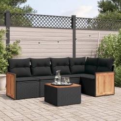 Salon de jardin 6 pcs avec coussins noir résine tressée alsavelo