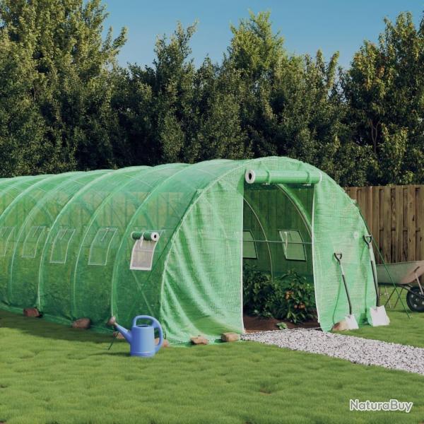 Serre avec cadre en acier vert 24 m 8x3x2 m alsavelo