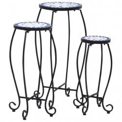 Tables mosaïque 3 pcs Bleu et blanc Céramique alsavelo
