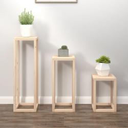 supports pour plantes 3 pcs Bois de pin massif alsavelo