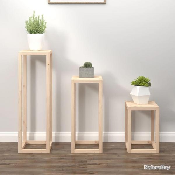 supports pour plantes 3 pcs Bois de pin massif alsavelo