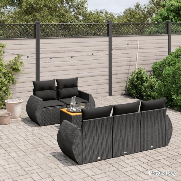 Salon de jardin 6 pcs avec coussins noir rsine tresse alsavelo
