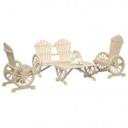 Salon de jardin 4 pcs bois de sapin massif alsavelo