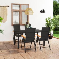 Ensemble à manger de jardin 5 pcs noir et marron alsavelo