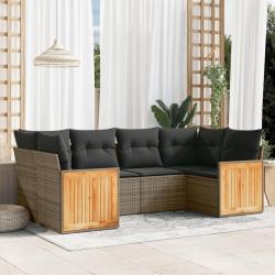 Salon de jardin 6 pcs avec coussins gris résine tressée alsavelo