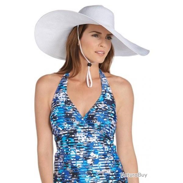 Coolibar - Chapeau Femmes anti UV  bord larges - Blanc Blanc 58cm