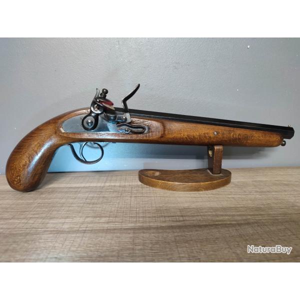 Grand pistolet  silex bronz noir canon  pans parfait fonctionnement mcanique trs bel tat