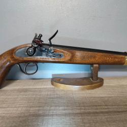 Grand pistolet à silex entièrement bronzé noir canon à pans parfait fonctionnement mécanique