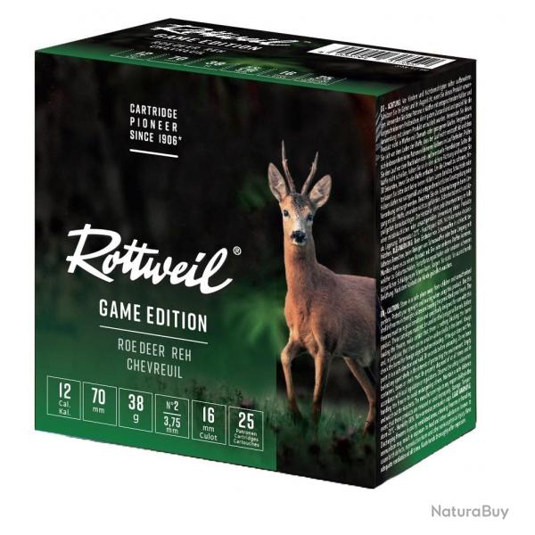 Cartouches de chasse ROTTWEIL GAME EDITION CHEVREUIL Cal. 12/70 - 38 grammes - N2 (3,75mm)