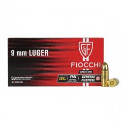 CARTOUCHES FIOCCHI 9x19 mm FMJ 124gr x50