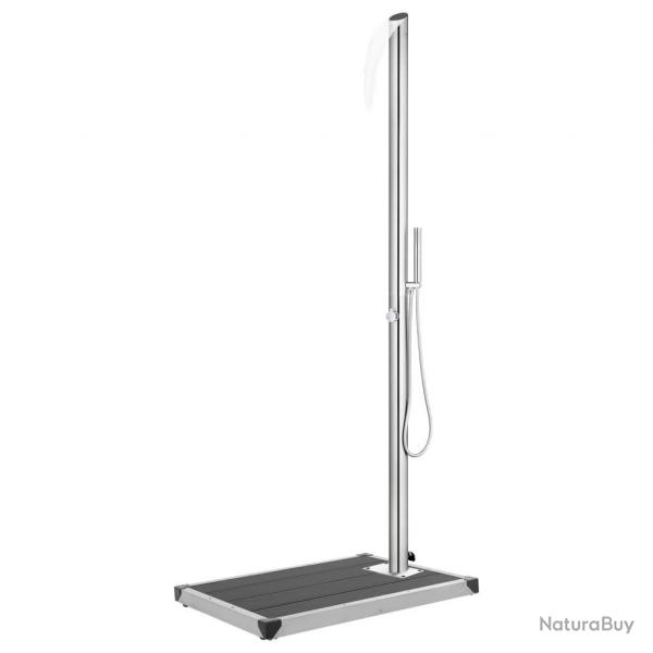 Douche de jardin avec base gris 225 cm Acier inoxydable
