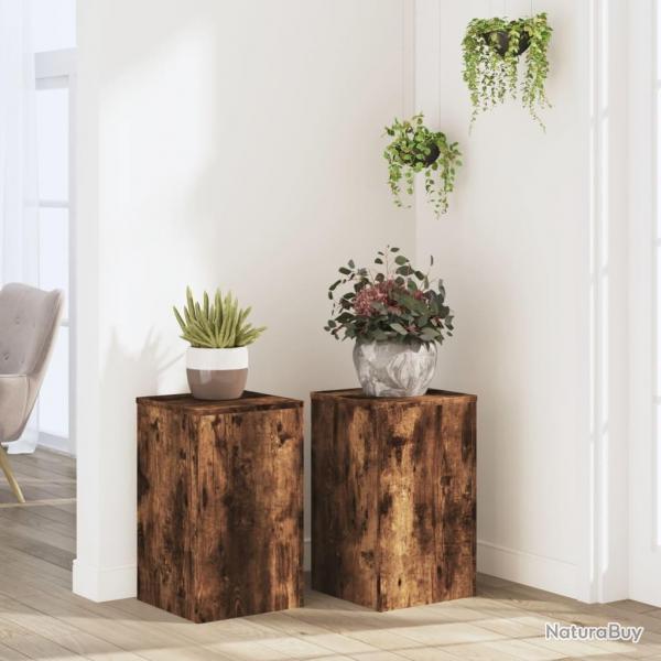 Supports pour plantes 2 pcs chne fum bois d'ingnierie