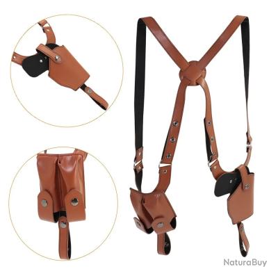 Holster D'Épaule Dissimulé Réglable En Cuir PU - Universel Pour La Plupart Des Pistolets - Pour Costume, Airsoft, Halloween