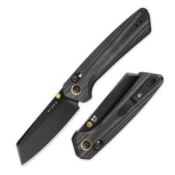 Couteau Kizer Madrac Black Lame Reverse Tanto Acier Nitro-V Manche Micarta AXIS Lock Clip KIV3693A2