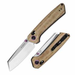 Couteau Kizer Madrac Tan Lame Reverse Tanto Acier Nitro-V Manche Micarta AXIS Lock Clip KIV3693A2