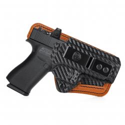 Holster cuir Kydex IWB Glock 43, 43X, 48 - Carbon (main droite)