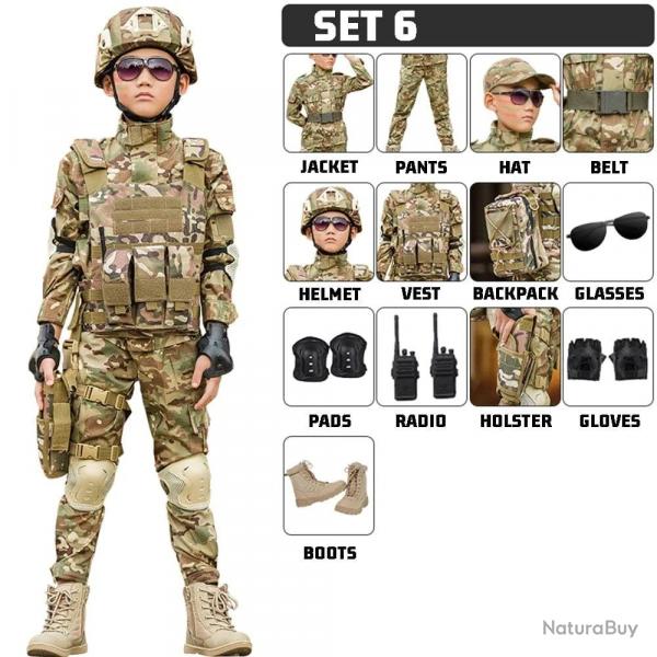 Kids Military Tactical Training Uniform Set Children Camouflage Top Pants Suit Boys Girls Special Fo