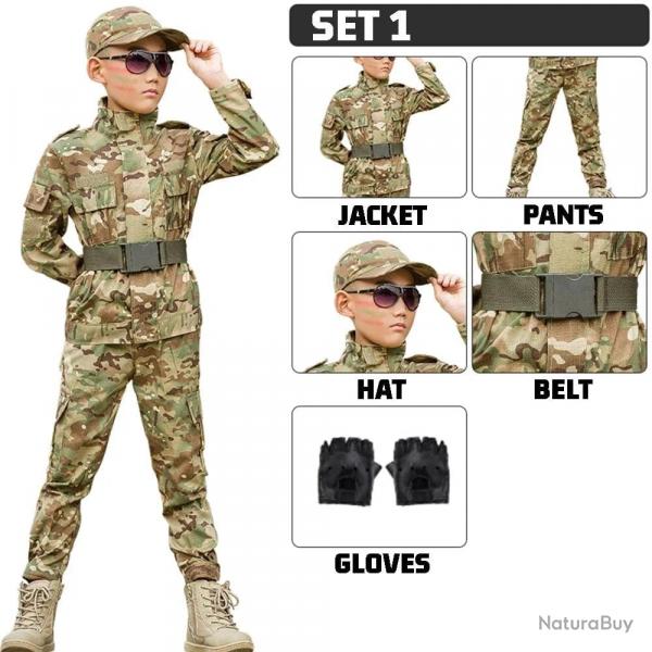 Kids Military Tactical Training Uniform Set Children Camouflage Top Pants Suit Boys Girls Special Fo