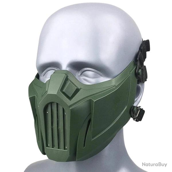 REikirc Tactical Half Face Airsoft Mask Adjustable CS Cosplay Halloween Military Masks - army green