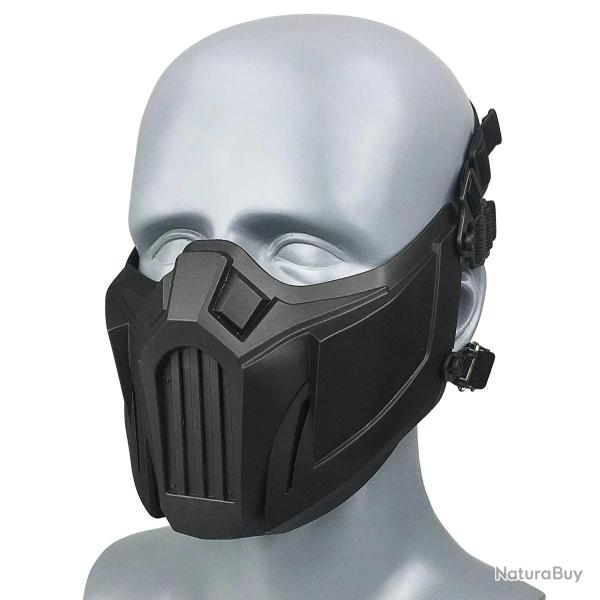 REikirc Tactical Half Face Airsoft Mask Adjustable CS Cosplay Halloween Military Masks - black