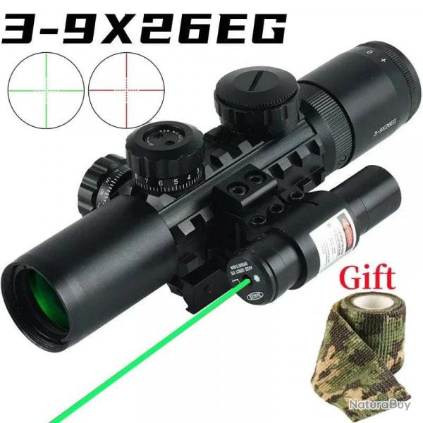 Lunette de vise 3-9x26EG ECY rouge/vert 20 mm - Laser vert