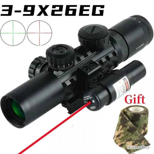 Lunette de vise 3-9x26EG ECY rouge/vert 20 mm - Laser rouge
