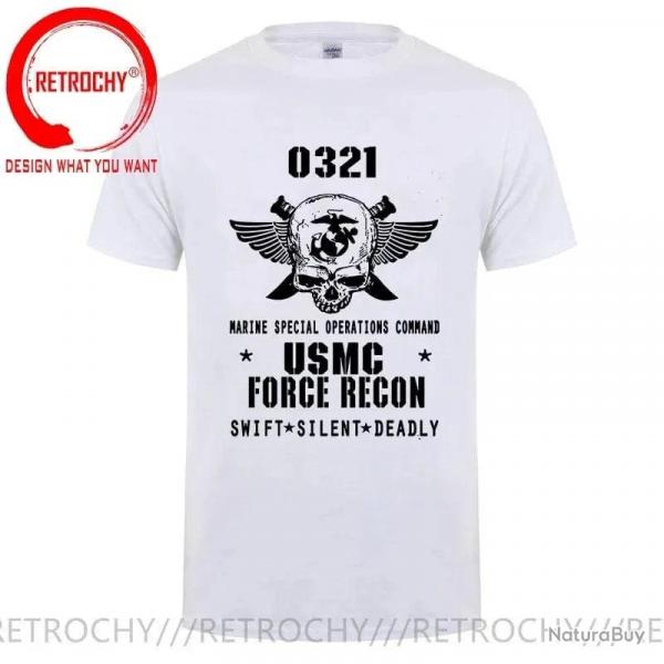 USMC T-shirt US Marines Semper Fidelis Devil Dog Military Force Recon Tshirt Men Cotton Tees Streetw