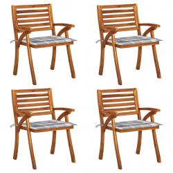 Chaises de jardin avec coussins lot de 4 Bois de teck solide
