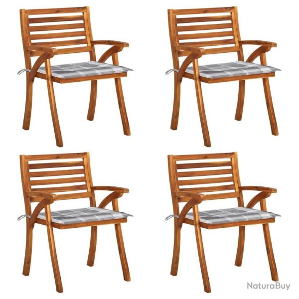 Chaises de jardin avec coussins lot de 4 Bois de teck solide