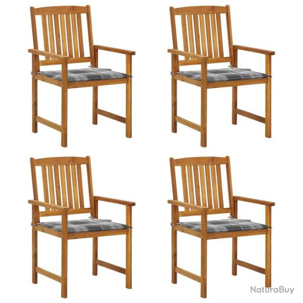 Chaises de jardin avec coussins lot de 4 Bois d'acacia massif