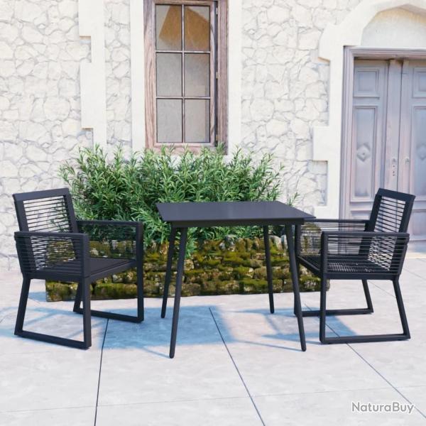 Ensemble  manger d'extrieur 3 pcs Rotin PVC Noir