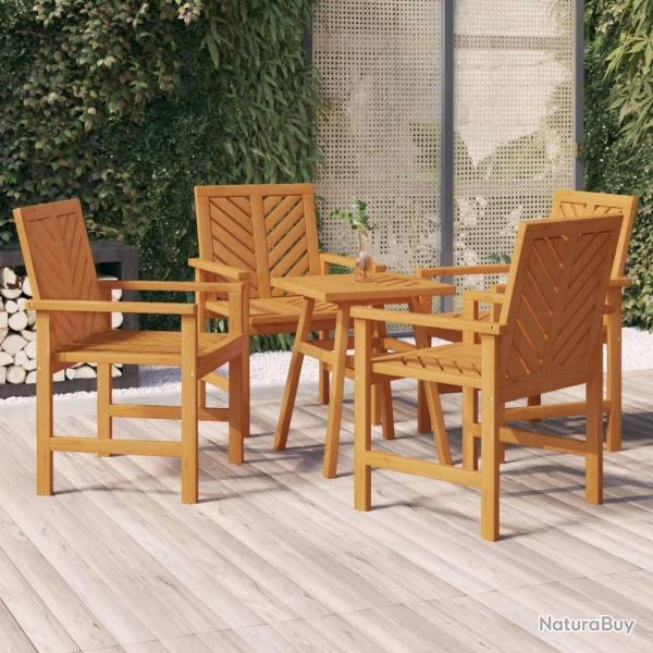 Chaises  manger de jardin lot de 4 bois massif d'acacia