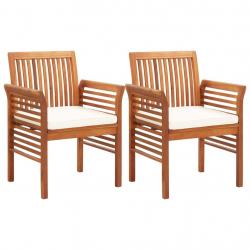 Chaises à manger de jardin et coussins lot de 2 acacia massif