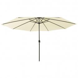 Parasol de jardin avec lumières LED et mât en métal 400cm sable