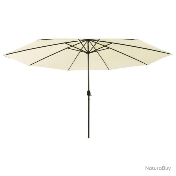 Parasol de jardin avec lumires LED et mt en mtal 400cm sable