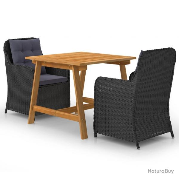 Ensemble  manger de jardin 3 pcs Noir