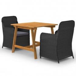 Ensemble à manger de jardin 3 pcs Noir