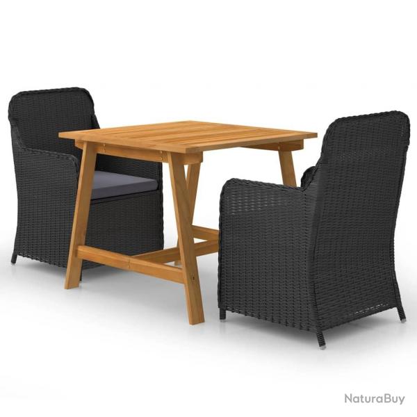 Ensemble  manger de jardin 3 pcs Noir