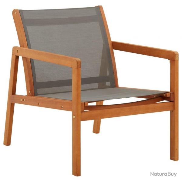 Chaise de jardin Gris Bois d'eucalyptus solide et textilne