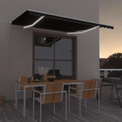 Auvent manuel rétractable avec LED 450x350 cm Anthracite