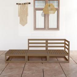 Salon de jardin 3 pcs Marron miel Bois de pin massif